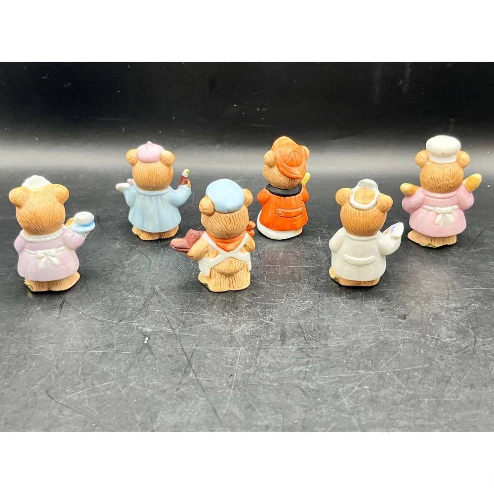 Vtg Set of 6 Mini HOMCO Ceramic‎ Teddy Bear Figurines Occupations 2